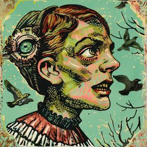 امرأة طائر رأس كتف رسم توضيحي ملون تصميم فني طبيعة ملونة 1048424