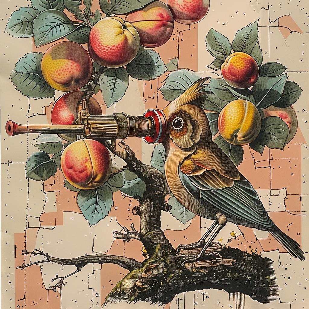 bird  telescope  tree  painting  nature  chromolithography  wildlife  art  colorful  illustration 1036168