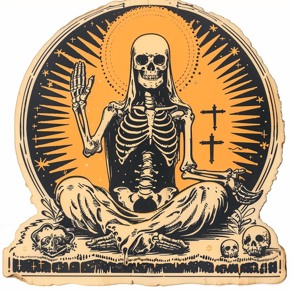 skeleton  lotus  position  sticker  provocative  art  spiritual  dark  occult  illustration 935743