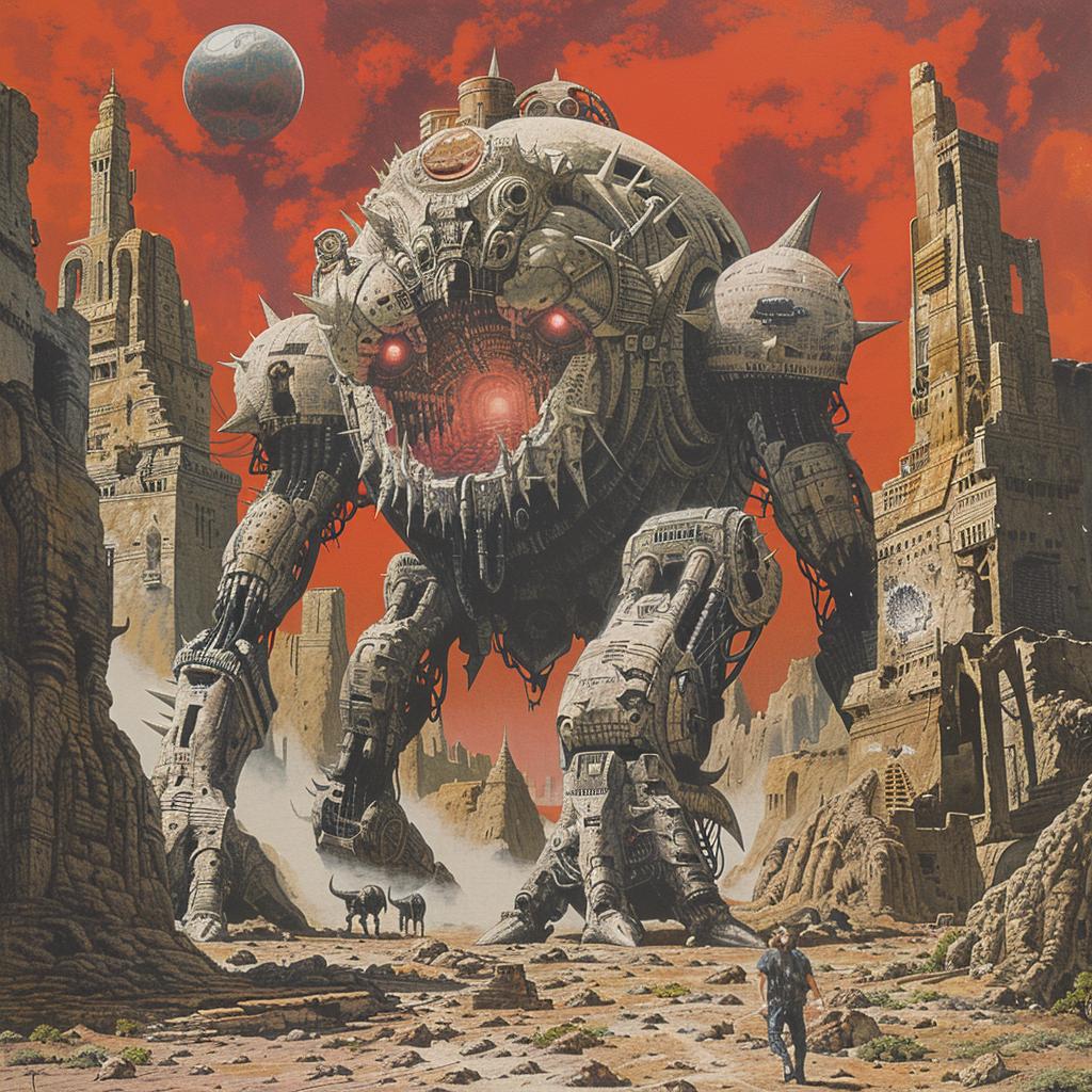 غلاف ألبوم سريالي من Warhammer 40K Monster، طباعة شاشة فائقة الواقعية، فن إبداعي 961693