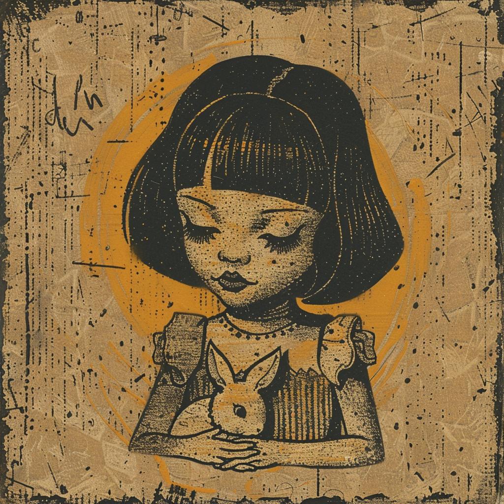 girl  rabbit  brown  paper  background  naturalistic  introspective  art  Sophie  Blackall 926263