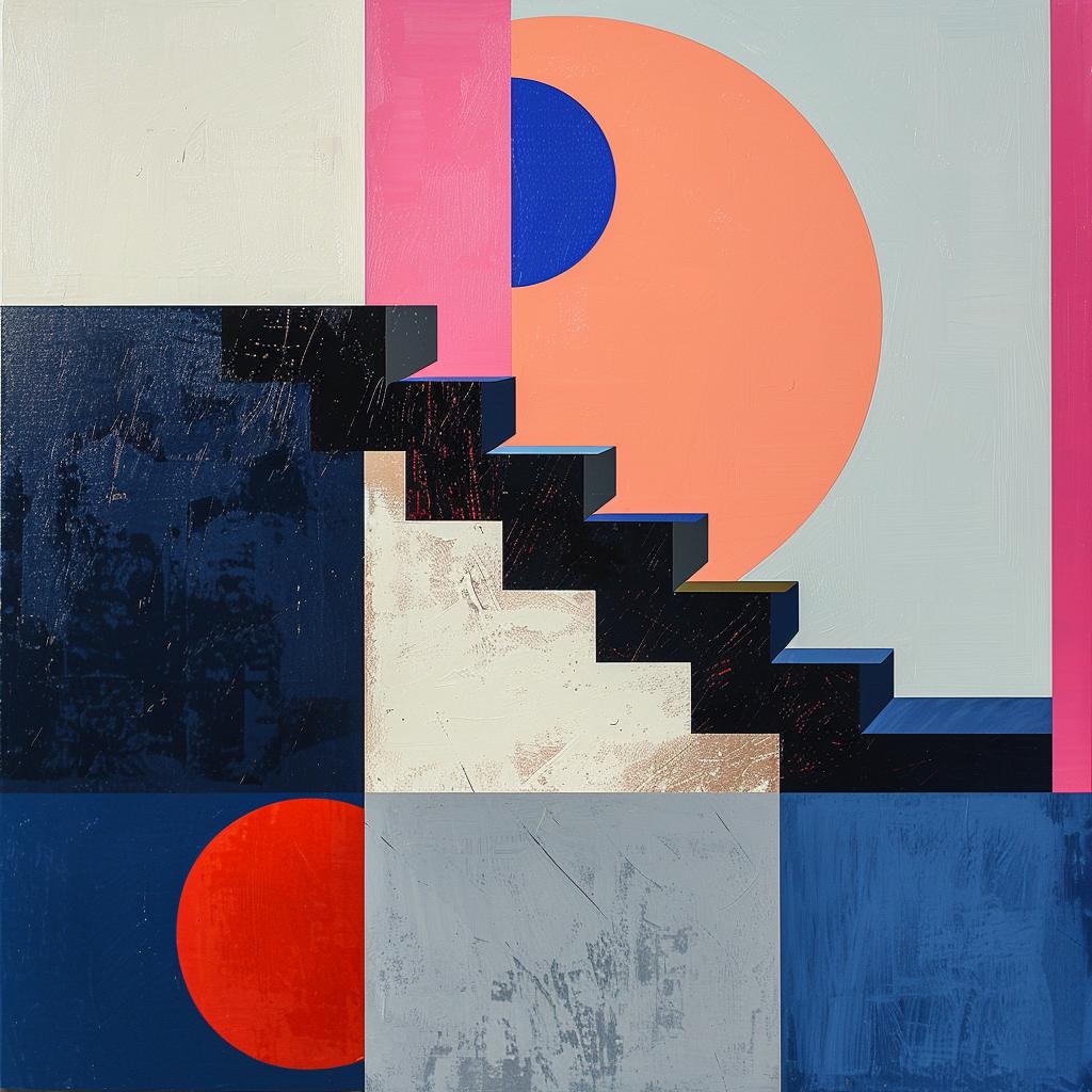 apartment  villa  geometric  Bauhaus  modern  design  colorful  abstract  stairs  art 916132