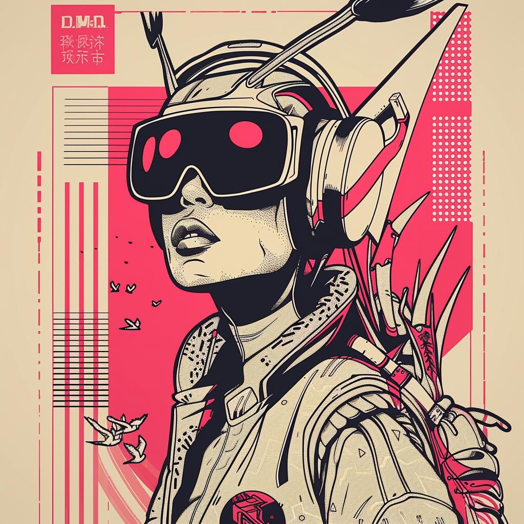 surreal  album  cover  grasshopper  woman  headphones  helmet  digital  art  poster 939476