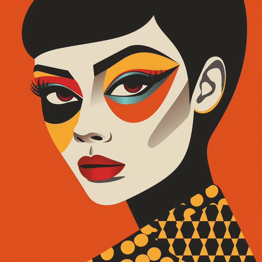 abstract  minimalist  portrait  Latin-American  geometric  elegance  vibrant  modern  colorful  retro 929339