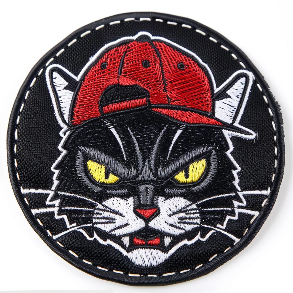 patch  black  cat  red  hat  chenille  streetwear  simple  cool  embroidered 961385