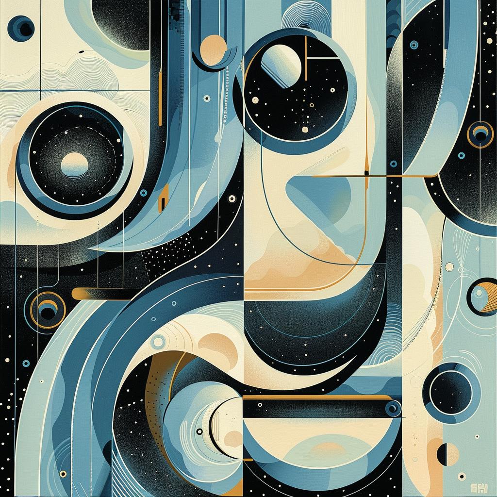 album  abstract  blue  gold  hyper-detailed  retrofuturistic  silkscreen  art  modern  illustration 966354