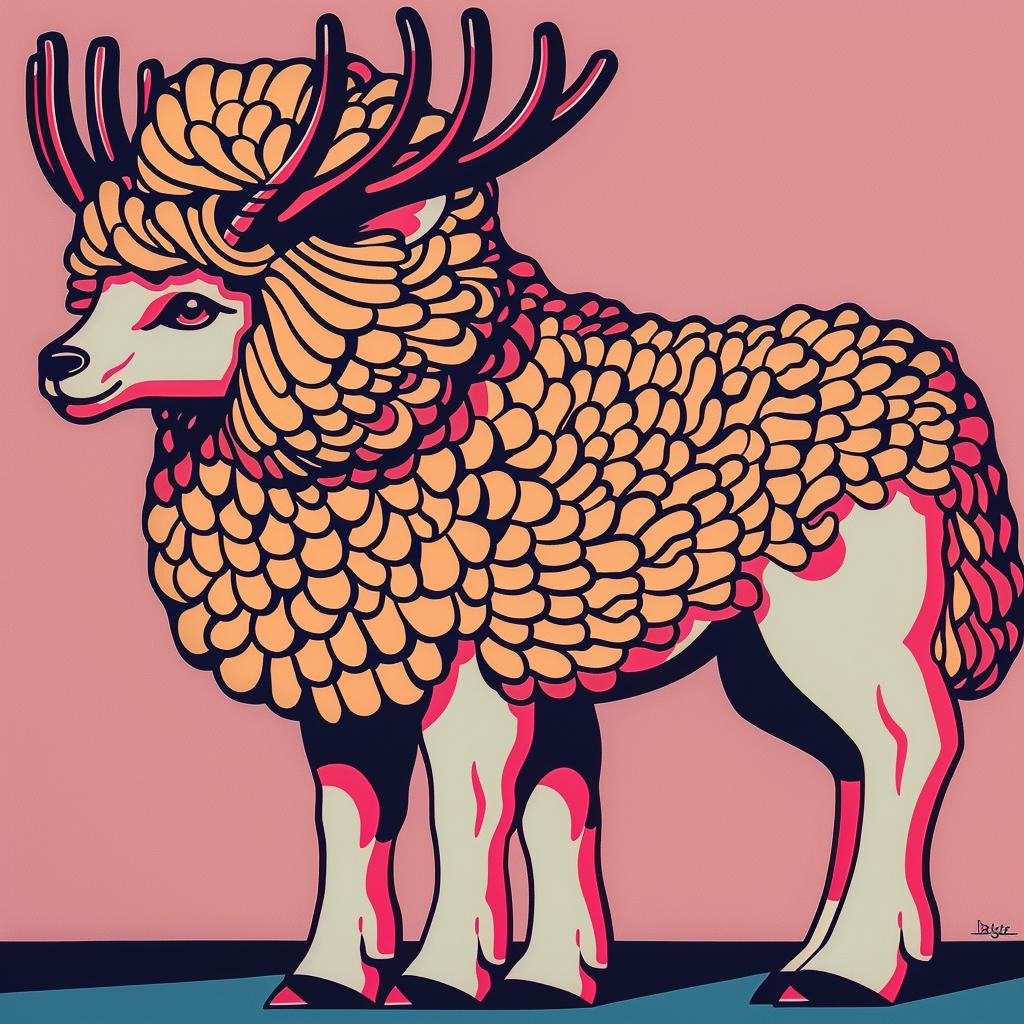 mythical  creature  hybrid  fantastical  unique  sheep  antlers  playful  imaginative  artistic 941138