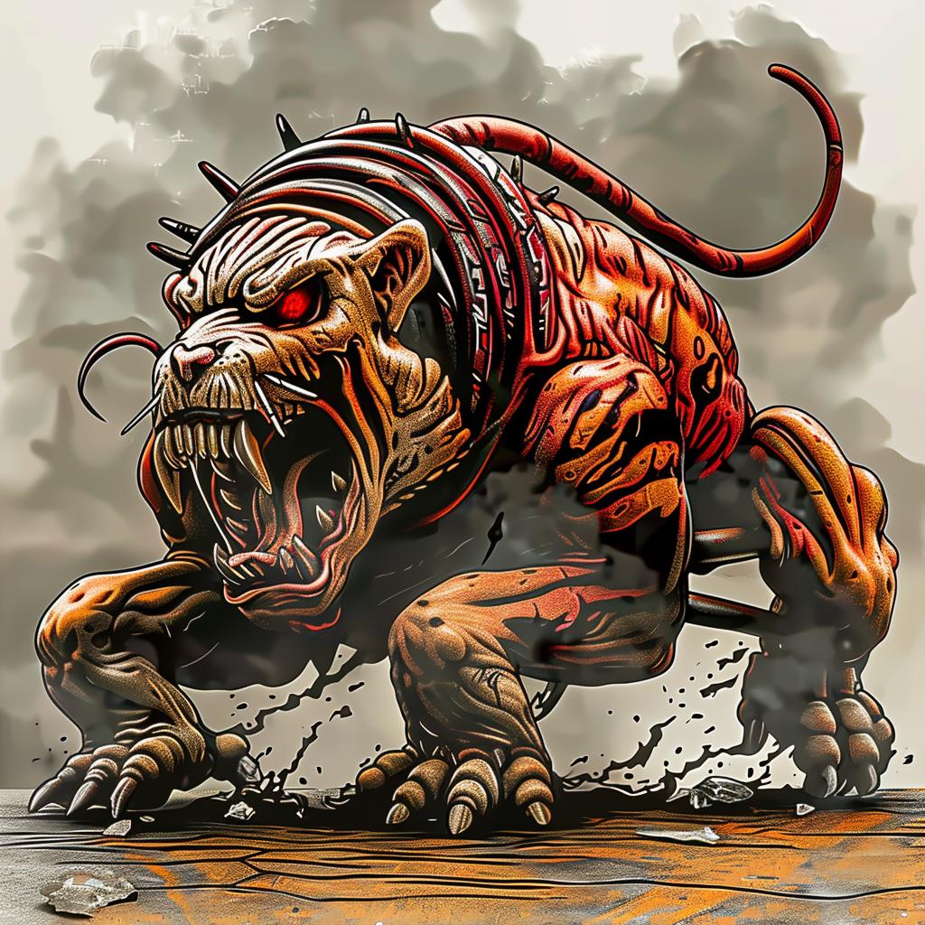 tiger  digital  painting  terrifying  creature  open  mouth  vivid  artistic  illustration 929307