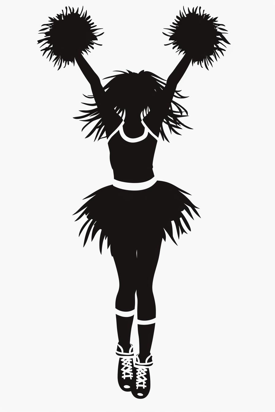silhouette  cheerleader  woman  white  background  vector  skirt  dance  pose  SVG 954383