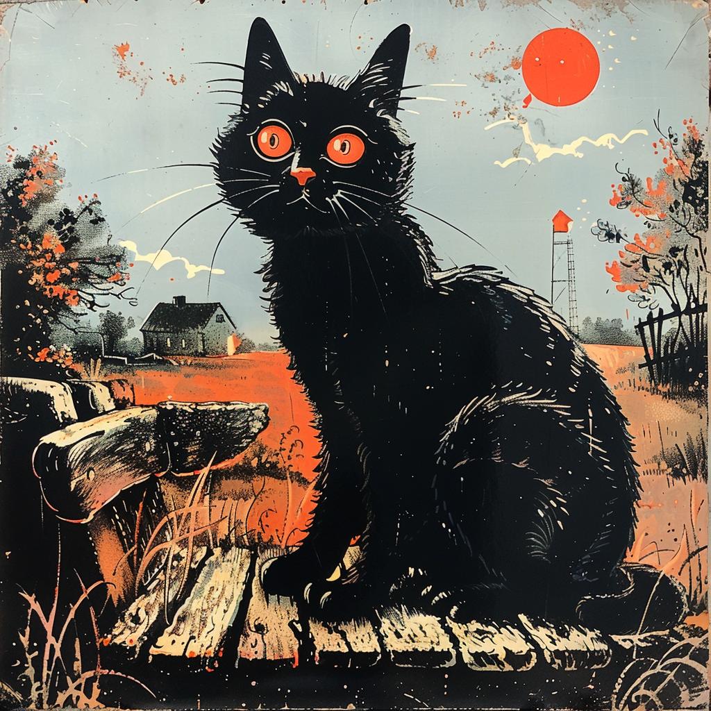 cat  fence  red  sun  quint  buchholz  silhouette  background  black  art 929886