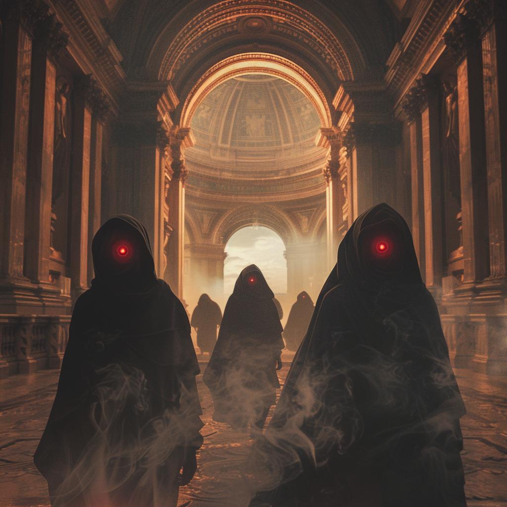 occult  dark  horror  black  robes  hallway  mysterious  shadows  ritual  fear 1035276