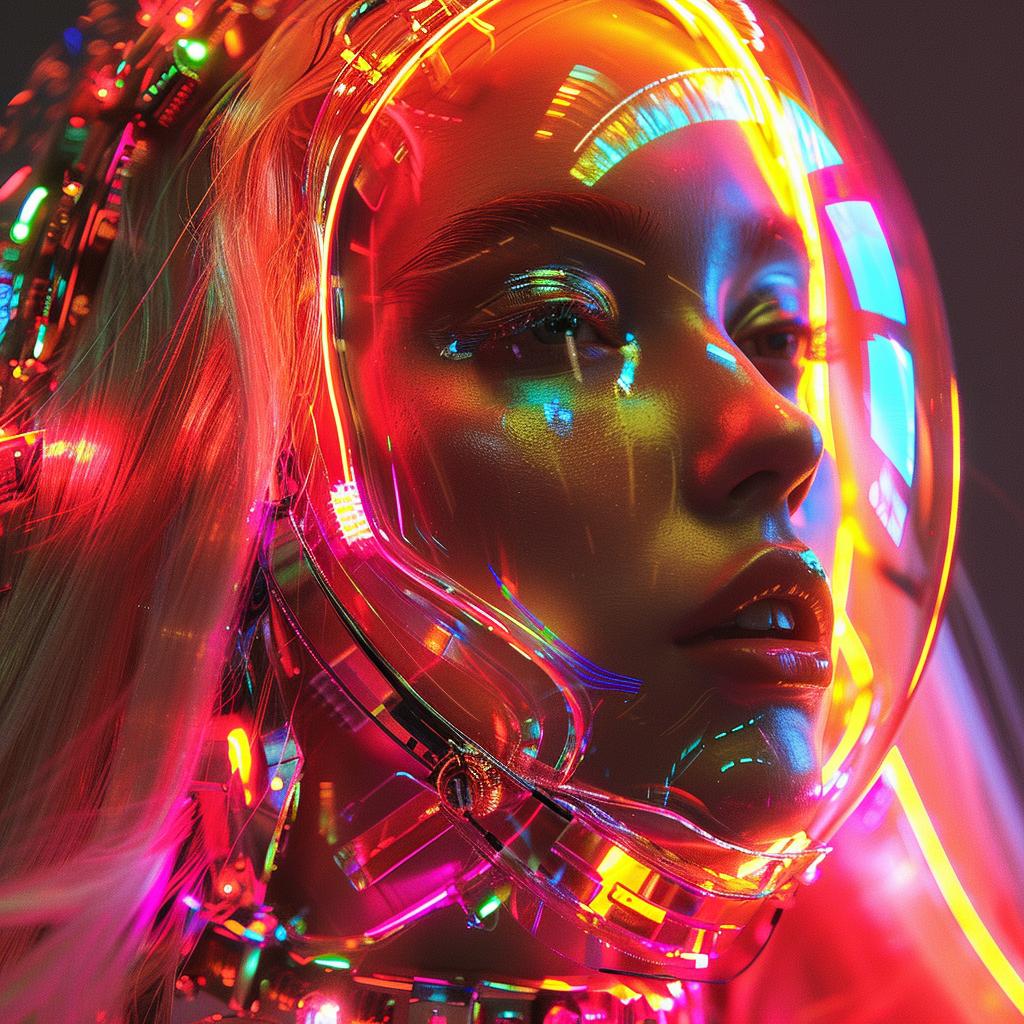surreal  album  cover  cyborg  woman  neon  lights  headphones  art  creative 976335