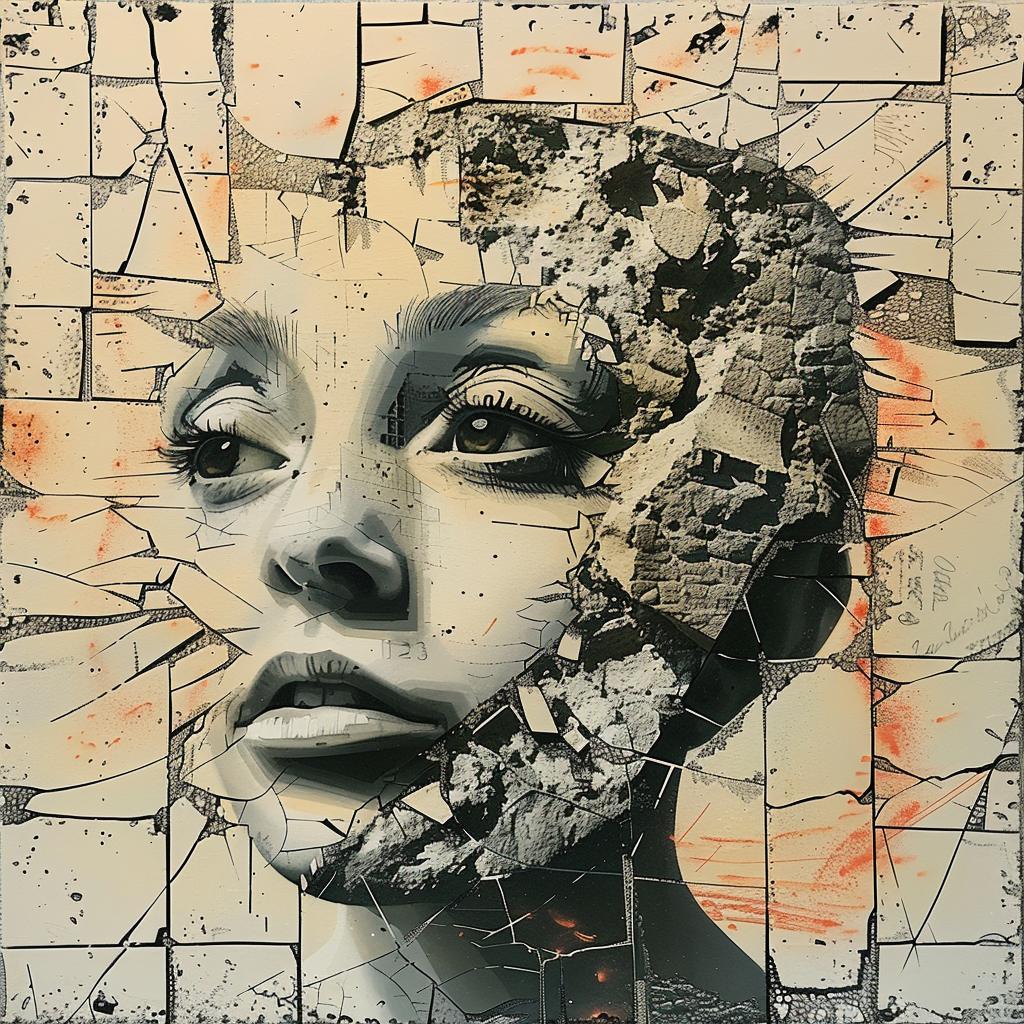 painting  woman  broken  brick  conceptual  emotion  visual-art  fragmented  symbolic  modern 949638