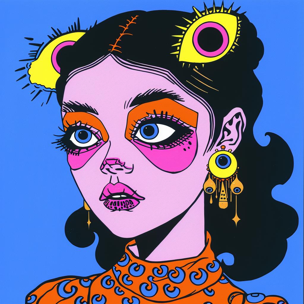 horror  poster  Japanese  woman  makeup  colorful  graphic  illustration  surreal  art 1021684