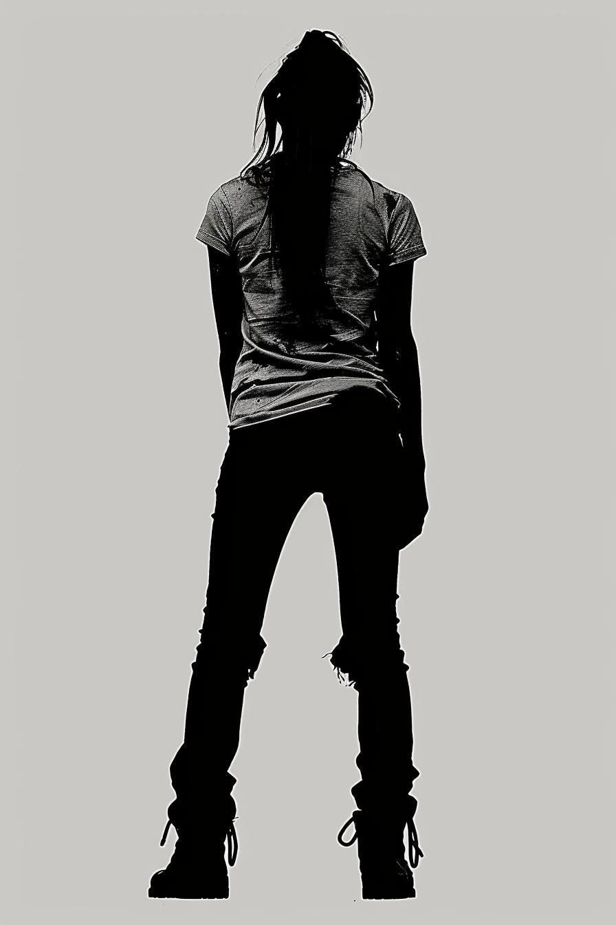 woman  t-shirt  jeans  standing  gray  background  front  view  vector  casual 954408