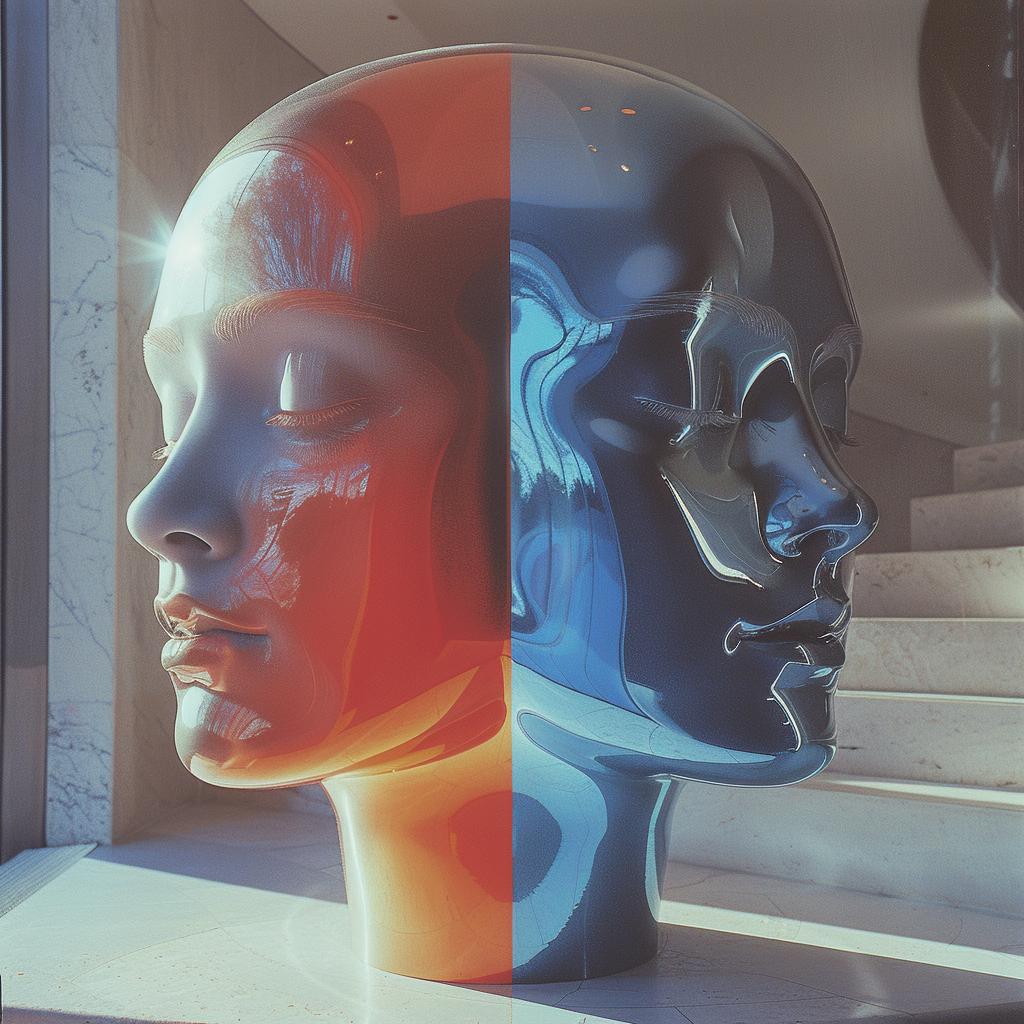 sculpture  woman  head  blue  red  surreal  glowing  face  volumetric  lighting 1031817
