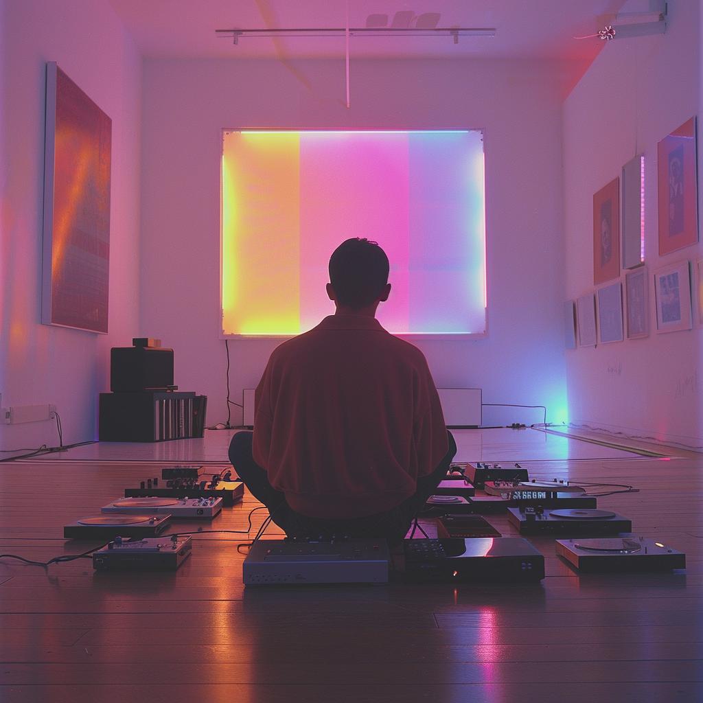 surreal  album  cover  neon  lights  man  screen  creative  art  colorful 976859