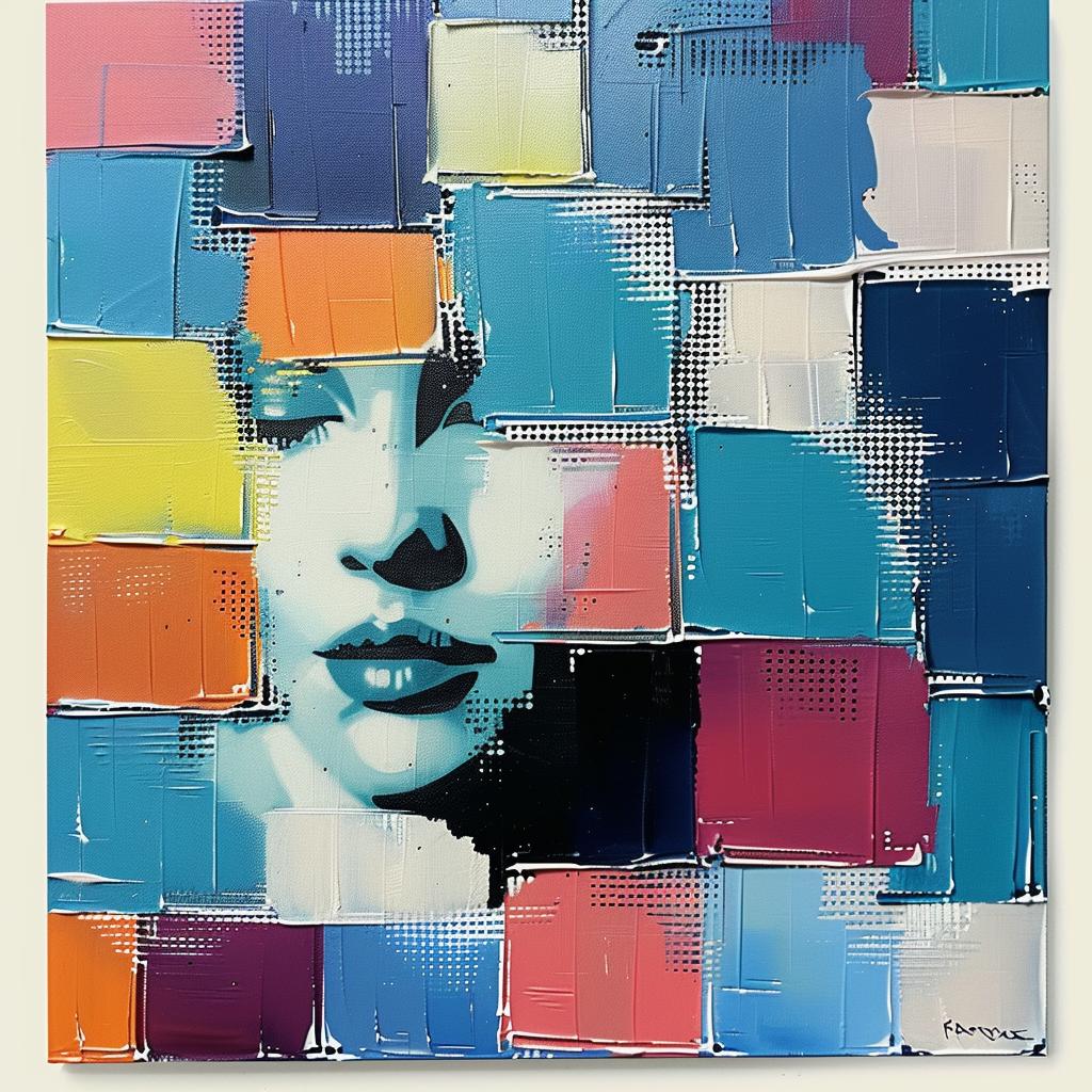 woman  face  color  squares  painting  abstract  vibrant  expression  modern  art 963686