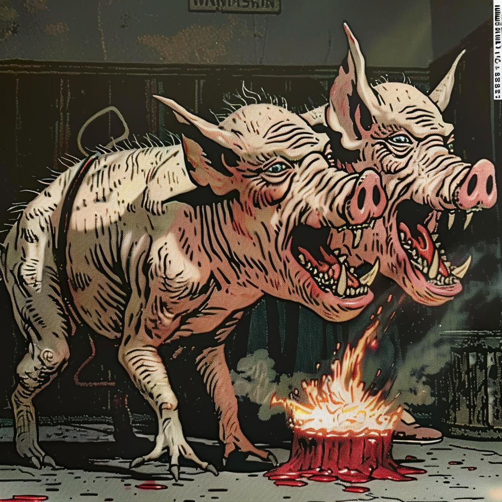 pigs  horror  drawing  mythical  creatures  Todd  McFarlane  terrifying  surreal  illustration 929104