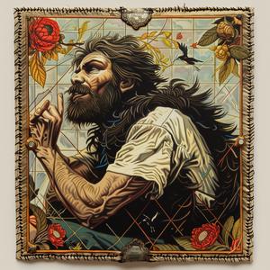 man  beard  flowers  chromolithography  portrait  illustration  detailed  nature  vintage  art 1051065