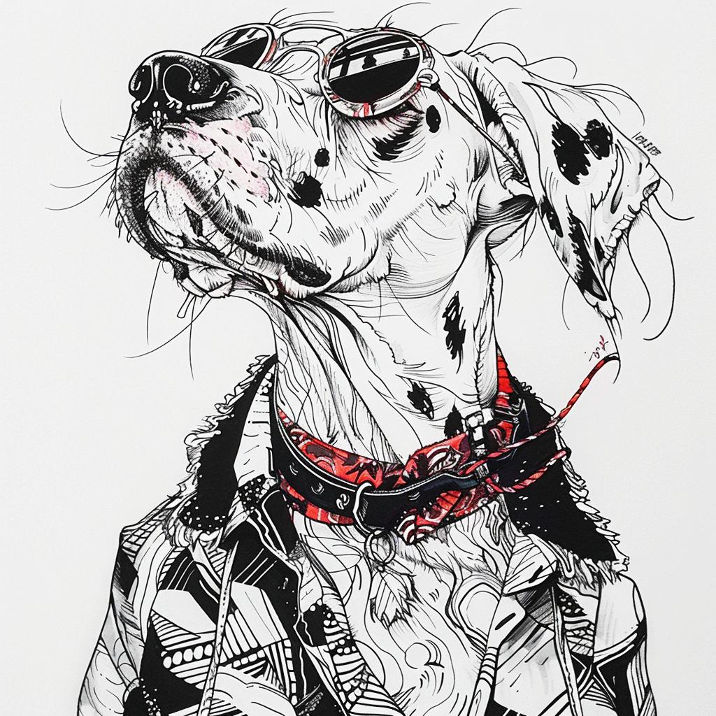 dalmatian  dog  sunglasses  jacket  drawing  stylized  pet  illustration  canine  fashion 953450