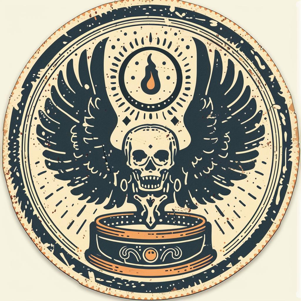 provocative  badge  design  symmetrical  spiritual  terror  occult  skull  wings  vintage 933541