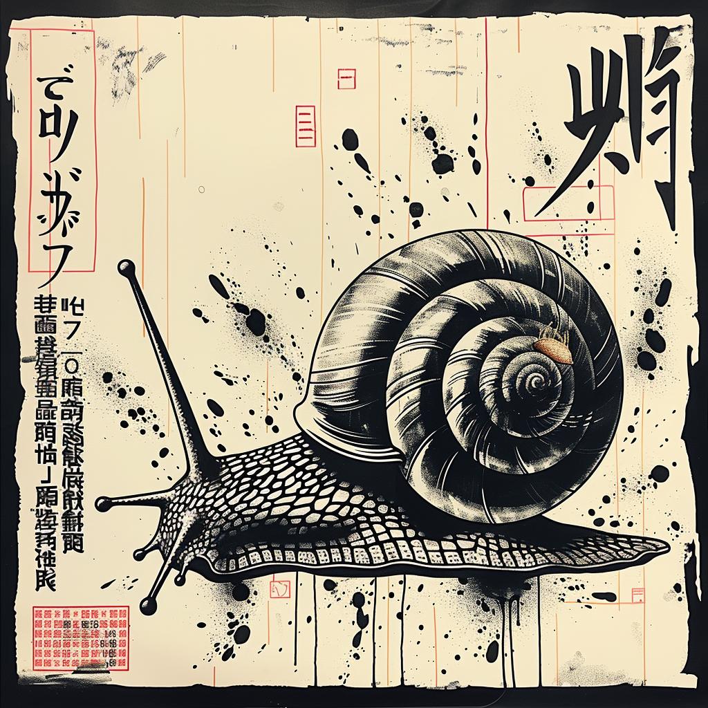snail  creature  chinese  writing  art  stylized  design  colorful  nature  symbol 946088