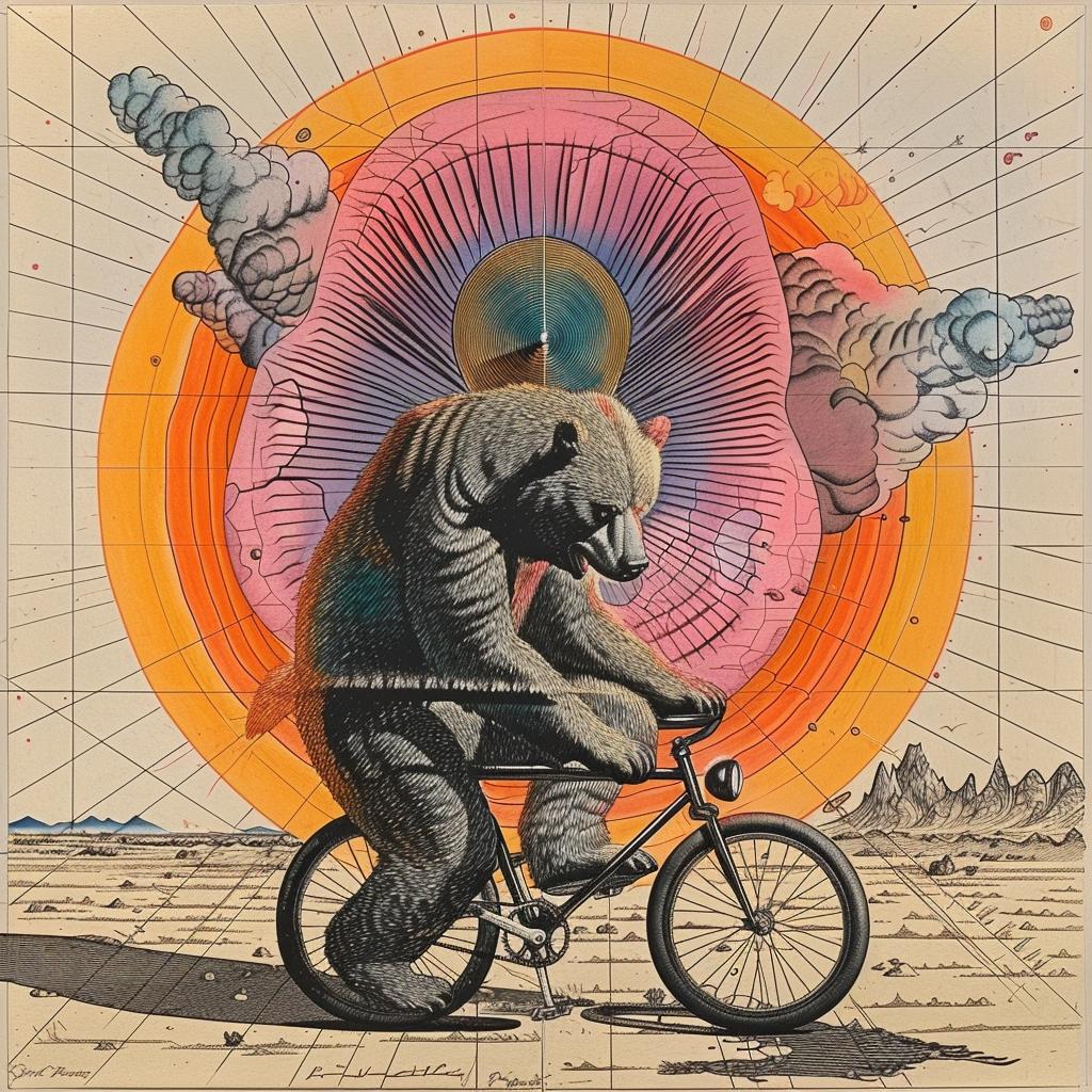 occult  society  dark  horror  bear  bicycle  sun  background  graphic  art 1035603