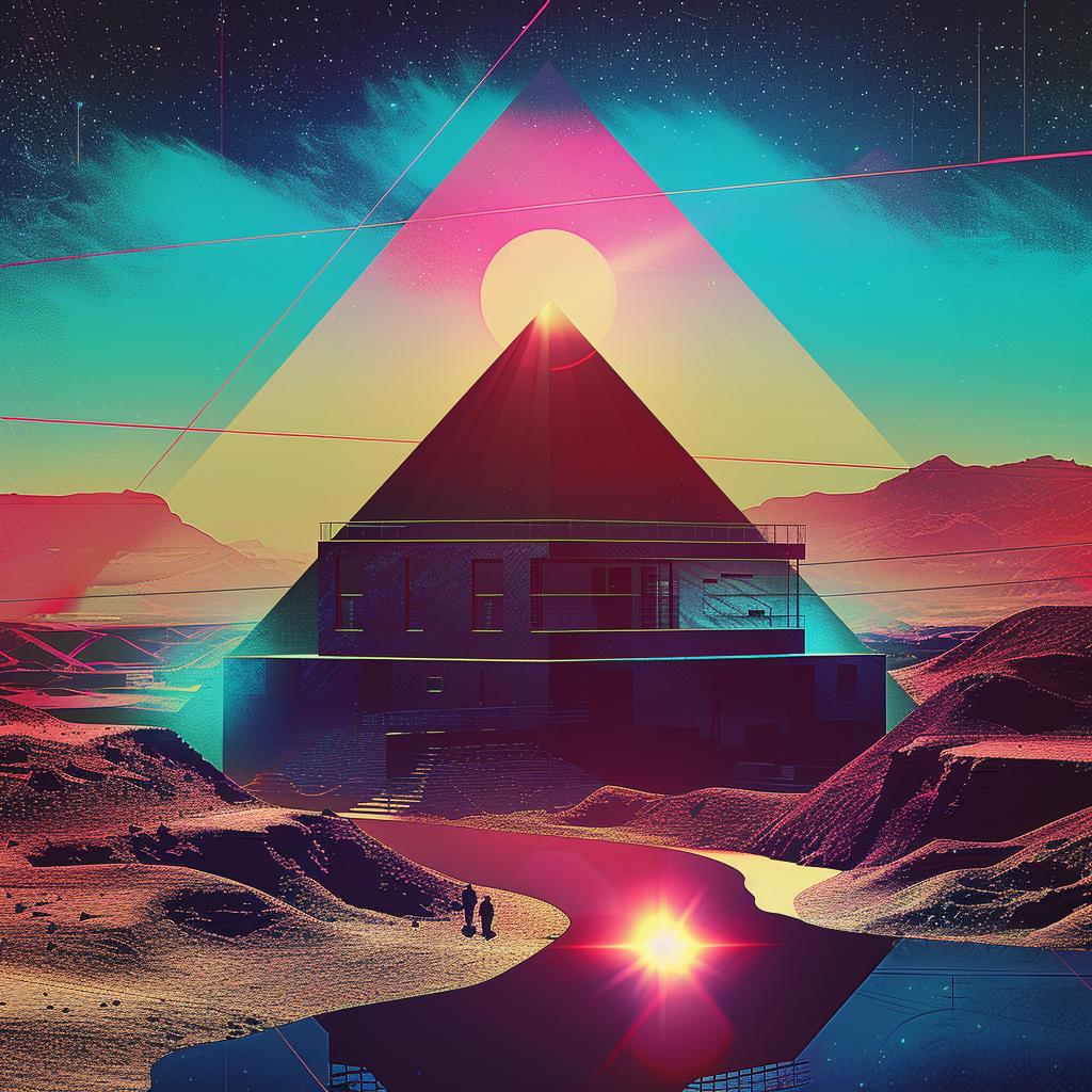 pyramid  sun  symbolic  ancient  nature  landscape  mystical  artistic  bold  vibrant 967767