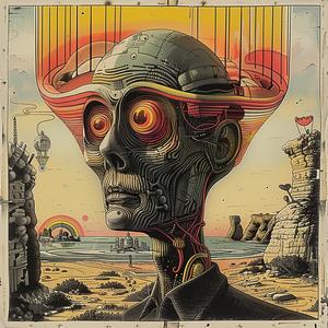 robot  hat  surreal  painting  creativity  dystopia  digital  hyper-realistic  screenprint  symbolist 1036885