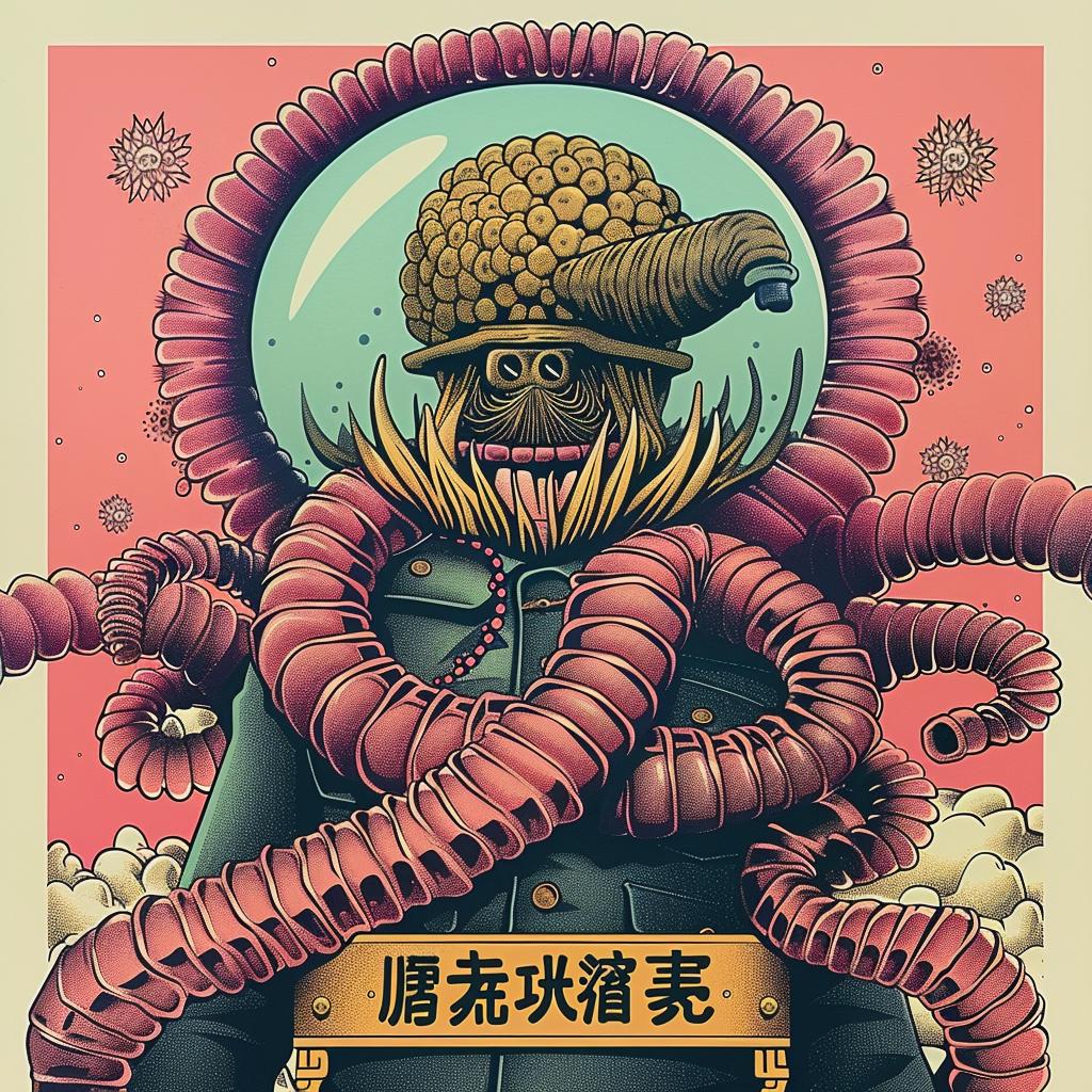 poster  octopus  suit  surreal  man  artwork  illustration  Japanese  lettering  whimsical 947194