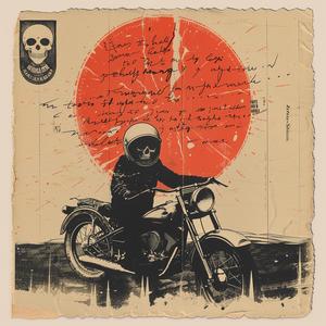 motorcycle  skull  poster  vintage  black  white  graphic  design  illustration  artwork 1067989