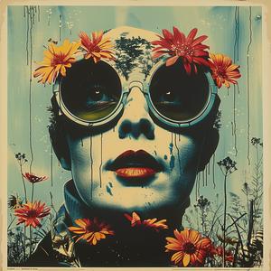 painting  woman  sunglasses  flowers  vibrant  colorful  stylized  art  nature  chromolithography 1049360