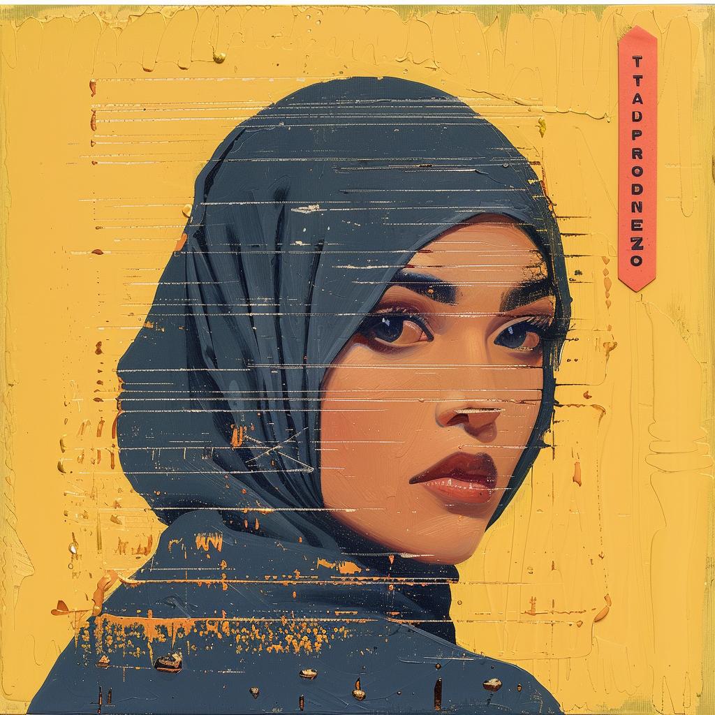 woman  hijab  encaustic  impasto  headscarf  blue  Joan  Cornella  painting  art 967114