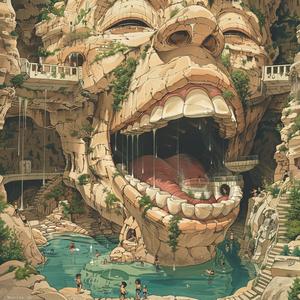 painting  cave  mouth  face  surreal  human  relaxing  psychedelic  dreamlike  water 1077983