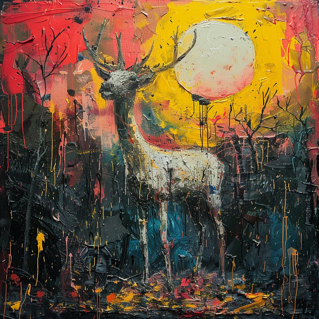 deer  forest  sun  surreal  colorful  spiritual  terrifying  naturalistic  art  occult 974050