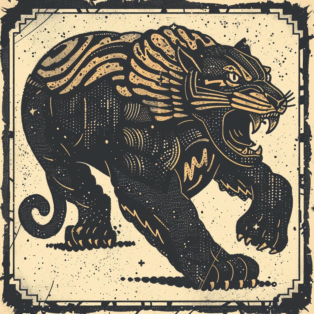 mythical  panther  creature  Todd  McFarlane  illustration  black  gold  fantasy  art 933861