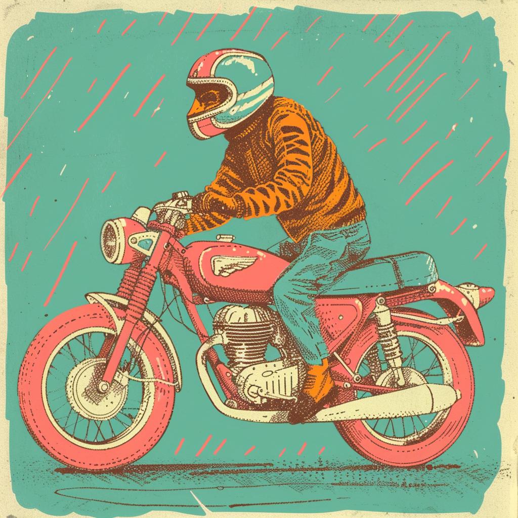 tiger  motorcycle  vintage  poster  action  dynamic  man  adventure  illustration  art 941062