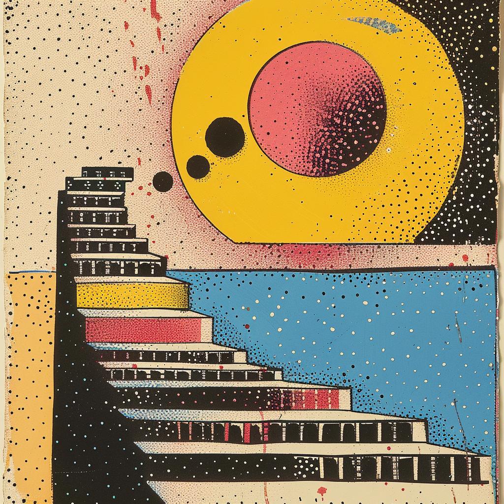 painting  stairs  sun  moon  abstract  colors  intricate  details  modern  art 916094