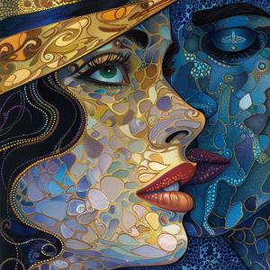 painting  woman  hat  blue  eyes  art  illustration  style  colorful  surreal 1076461