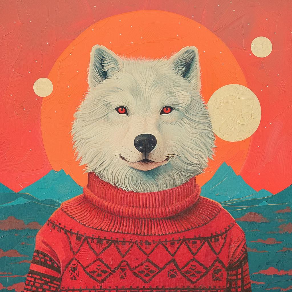 surreal  album  cover  wolf  sweater  sunset  chubby  Joan  Cornella  art 978322