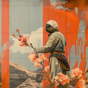 man  space  flowers  chromolithography  surreal  colorful  fantasy  imaginative  character  exploration 1039605