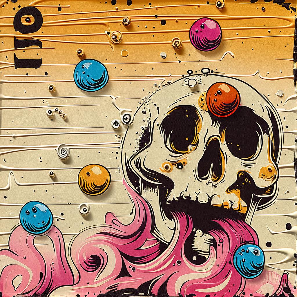 skull  colorful  balls  painting  abstract  playful  modern  creative  design  artwork 947726