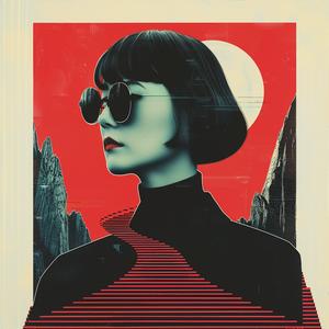 surreal  album  cover  woman  sunglasses  red  symbolist  hyper-realistic  screenprinting  visuals 1077746