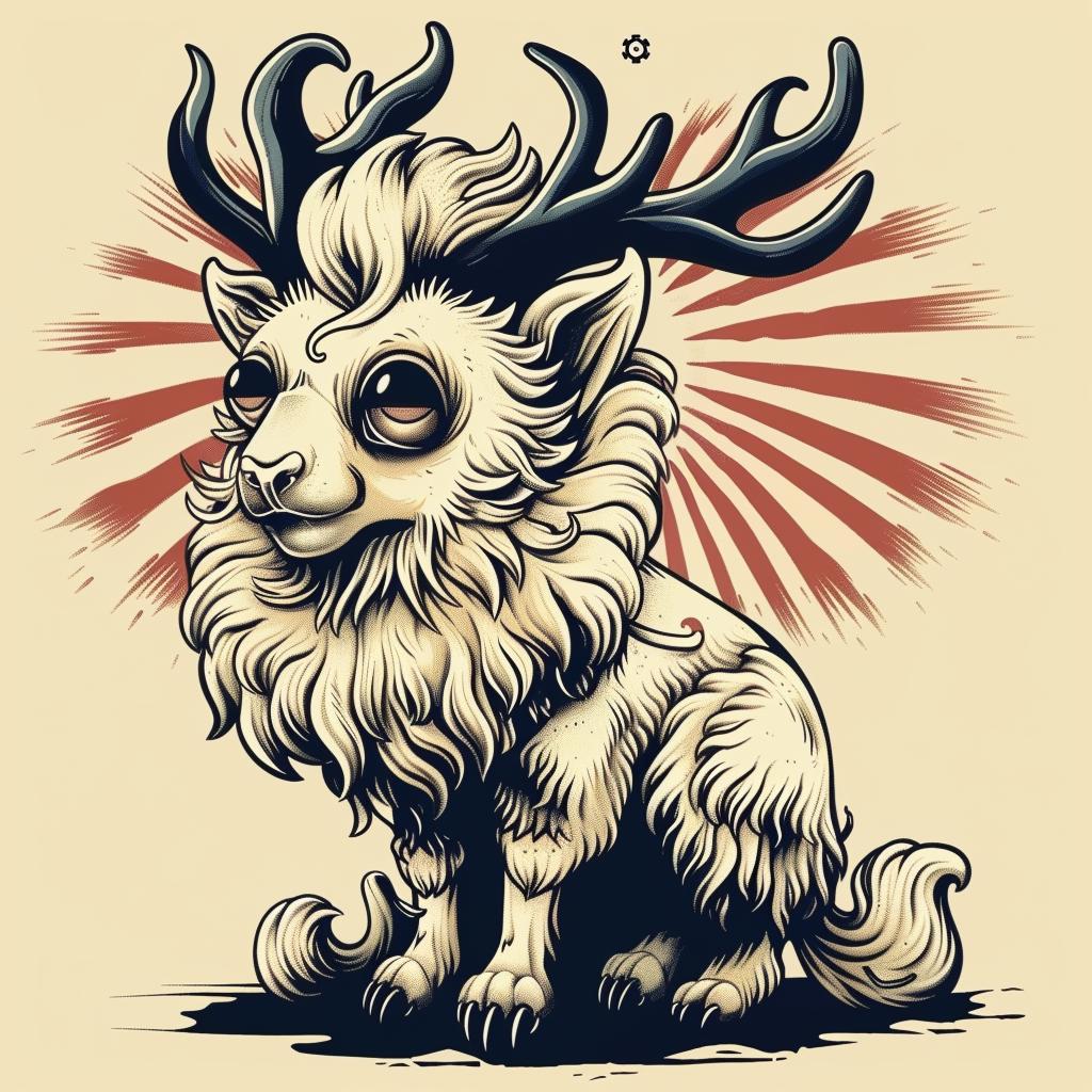 mythical  creature  hybrid  deer  cartoon  horns  fantasy  playful  colorful  unique 941350