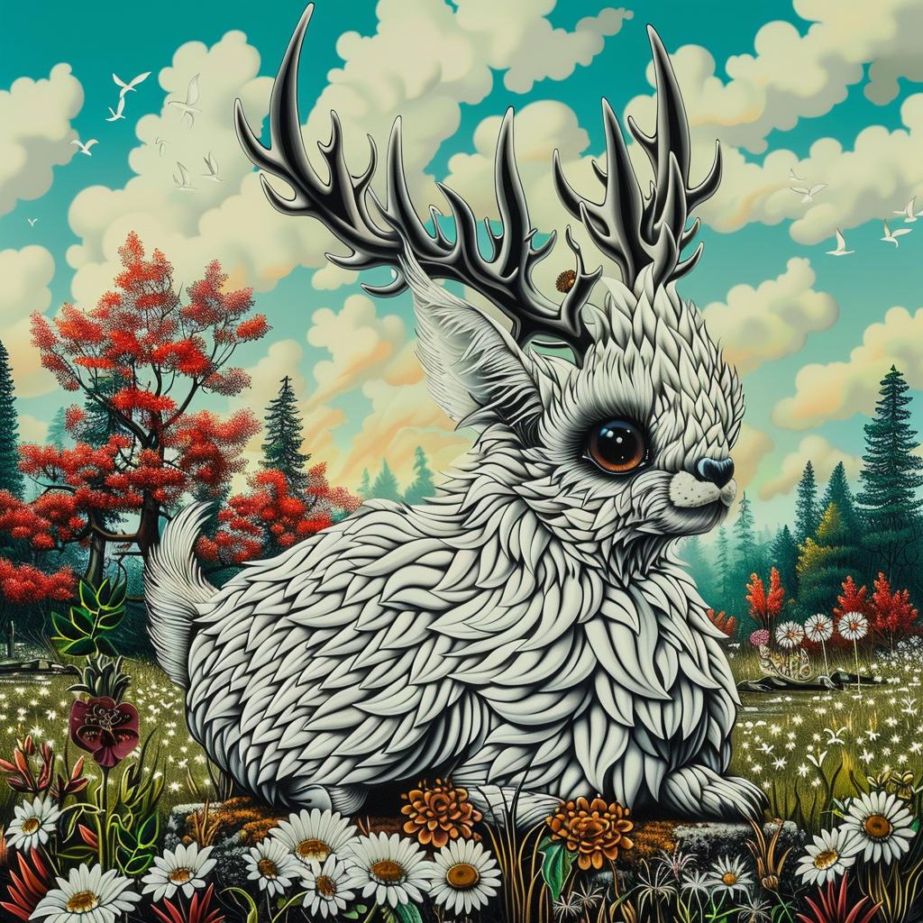 mythical  creature  hybrid  deer  antlers  fantasy  painting  unique  nature  exploration 941377
