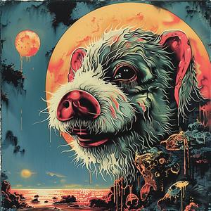 dog  moon  painting  chromolithography  nature  scene  animal  artwork  night  background 1052637