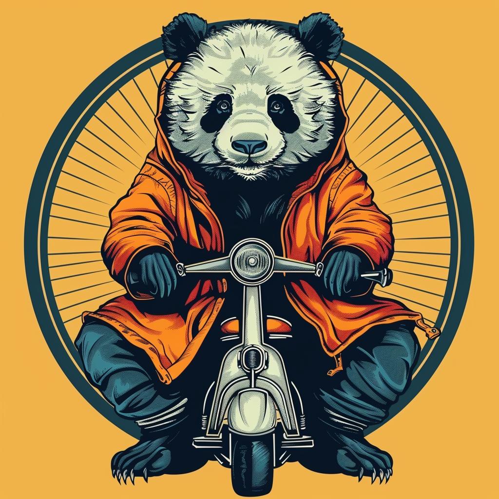 panda  scooter  happy  minimal  blue  yellow  cute  playful  animal  cartoon 955448