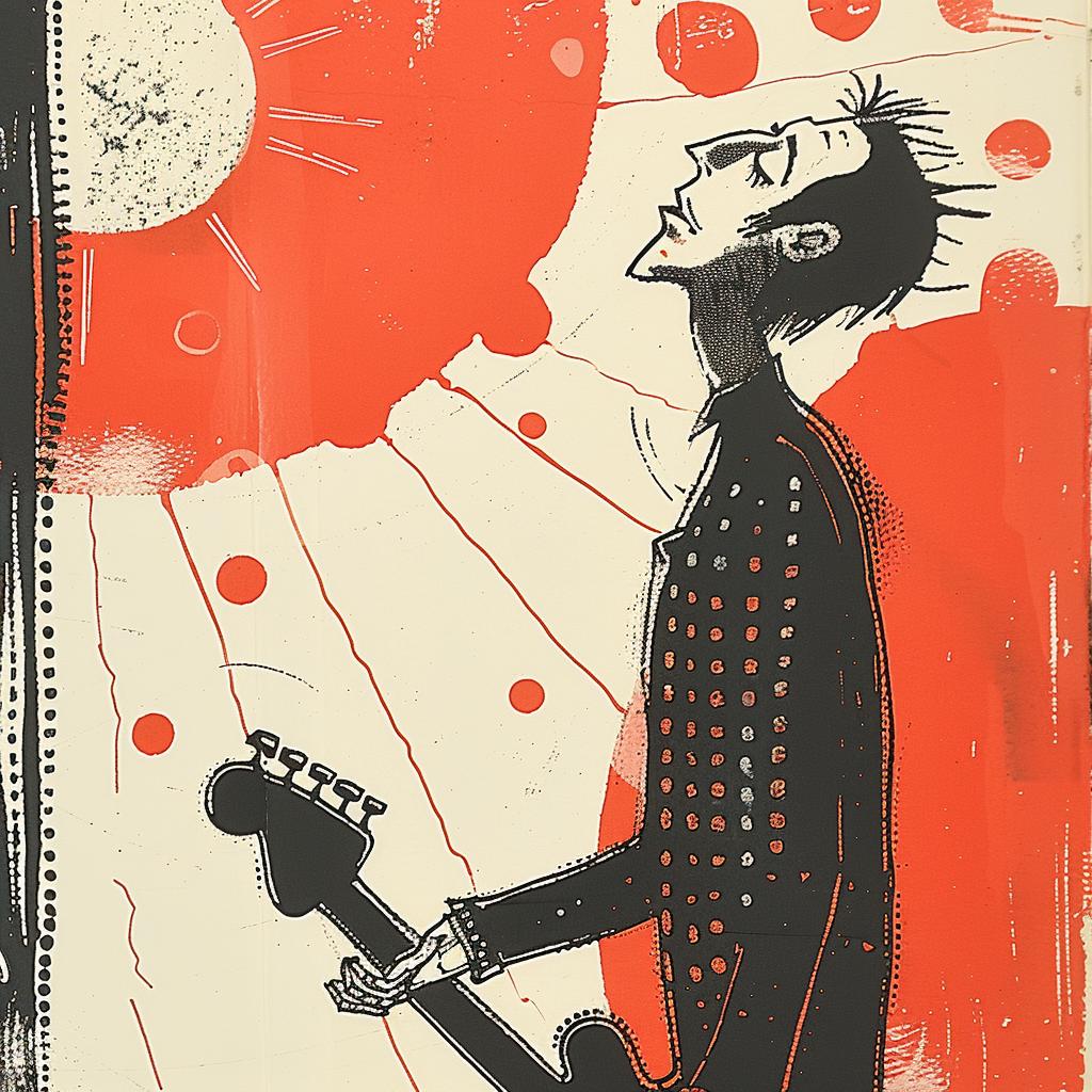 man  guitar  music  poster  illustration  rock  band  artwork  vibrant  stylized 917190