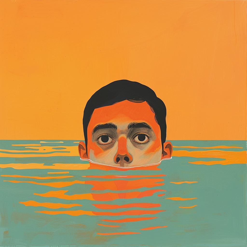 غلاف ألبوم سريالي DROWN جوان كورنيلا رجل ماء خلفية برتقالية 1016954